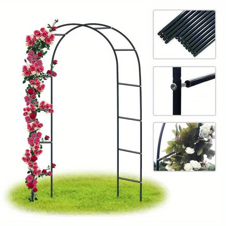 1pc Heavy Duty Steel Garden Arch Trellis with Sturdy Base & Adjustable Brackets - 240.03cm Outdoor Metal Arch for Climbing Plants, Roses, Vegetables, Balloons - Wedding, Party, Valentine's Day Decor, Outdoor Trellis for Climbing Plants, Vertical Gardening