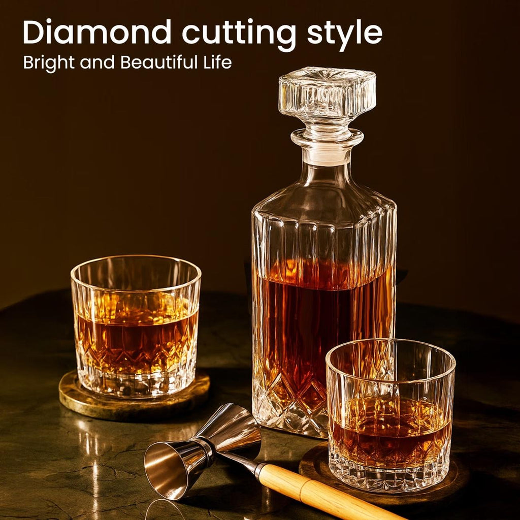 Seven-Piece Whisky Decanter Set – 1L Bottle & Six Glasses