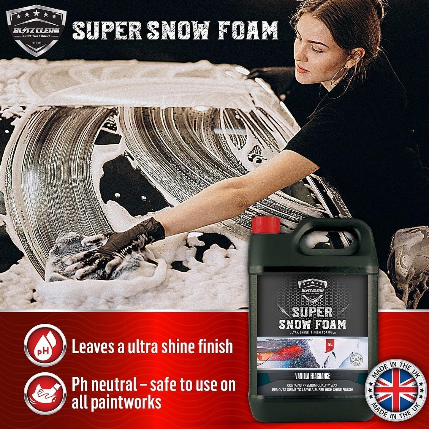 Snow Foam Plus Rechargeable Automatic Snow Cannon Sprayer Gun For Car Van Caravan 5L Super Thick Pre Wash Pressurised Snow Cannon Lance Kit No Jet/Pressure Washer Needed