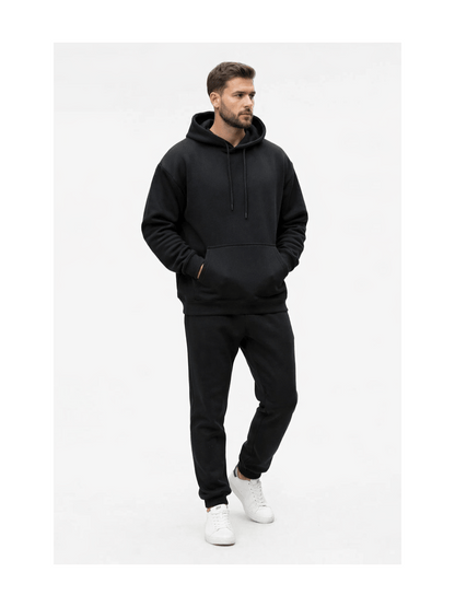 Men'S Outfit Two-Piece Set Featuring a Hooded Long-Sleeve Sweatshirt And Long Pants Solid Colour Knit Fabric Tracksuit, Regular Fit, Perfect Gift for Men, Daily & Outdoor Wear Large Pockets Matching For All Seasons S-XL