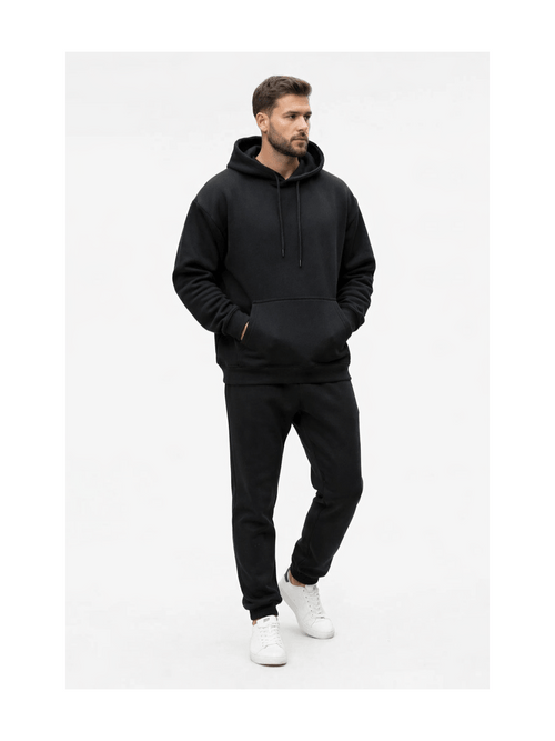 Men'S Outfit Two-Piece Set Featuring a Hooded Long-Sleeve Sweatshirt And Long Pants Solid Colour Knit Fabric Tracksuit, Regular Fit, Perfect Gift for Men, Daily & Outdoor Wear Large Pockets Matching For All Seasons S-XL