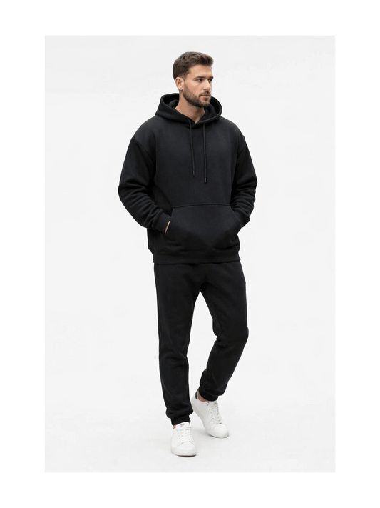 Men'S Outfit Two-Piece Set Featuring a Hooded Long-Sleeve Sweatshirt And Long Pants Solid Colour Knit Fabric Tracksuit, Regular Fit, Perfect Gift for Men, Daily & Outdoor Wear Large Pockets Matching For All Seasons S-XL