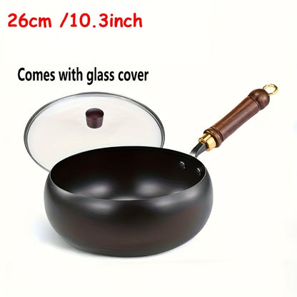 Professional Handmade Cast Iron Dutch Wok - Uncoated, Wooden Lid, Multi-Purpose Wok, Frying Pan Stock Pot Anti-Splatter Oven & All Stove Compatible Durable, Even Heating for Healthy
