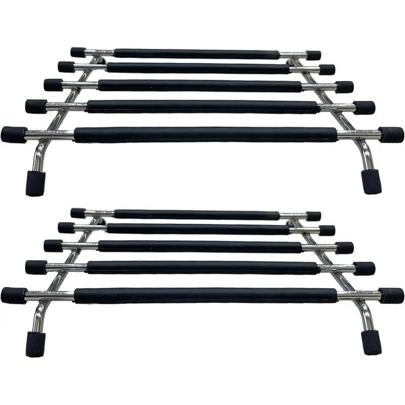 2pack Kitchen Trivet Stand with Anti Slip Base Stainless Steel Trivets for Kitchen Worktops, Hot Pans, Hot Trays & Plates Stand Heatproof Kitchen Accessories Table Mats Placemats (Black (pack of 2))