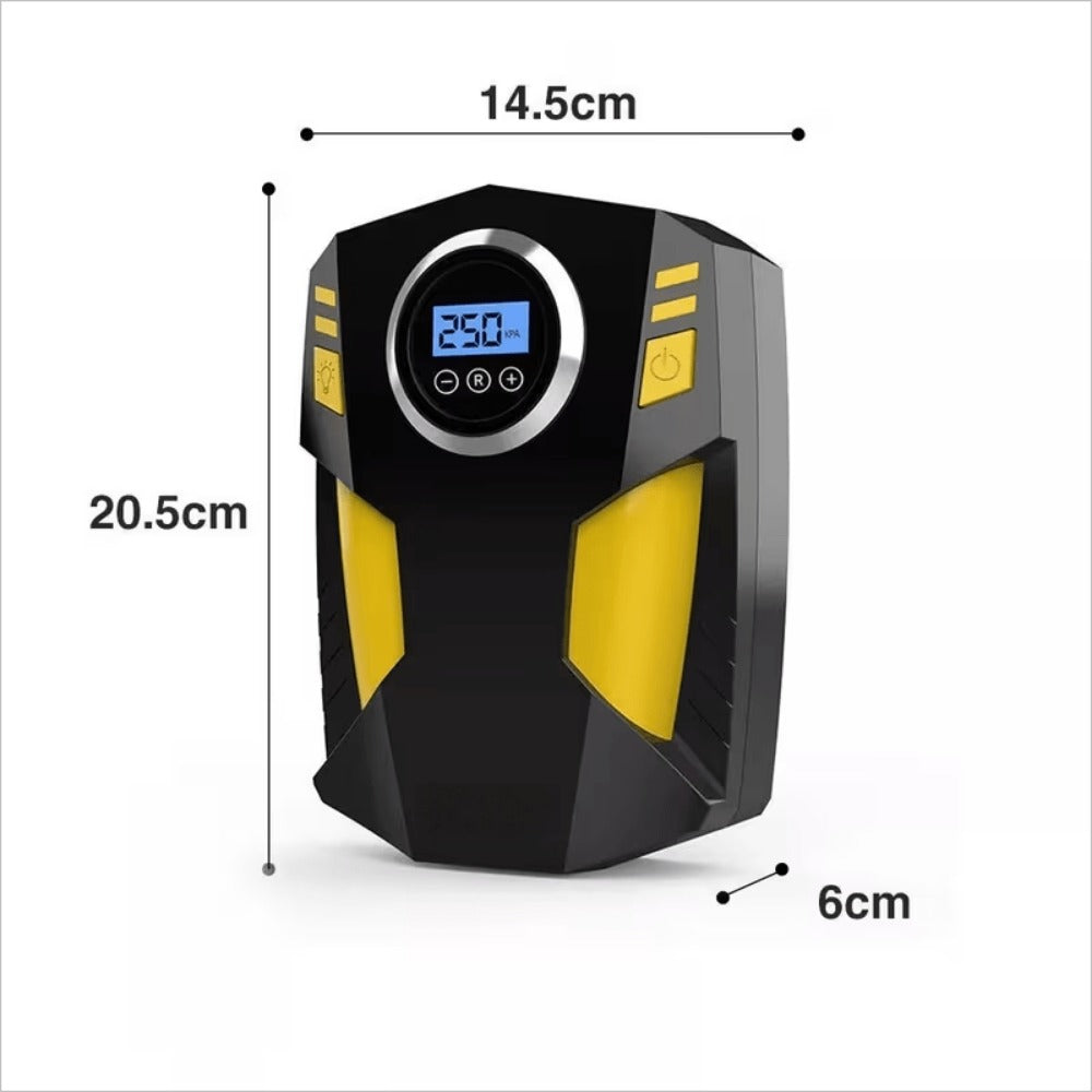 Portable Digital Tyre Inflator Smart Air Compressor with Auto Stop, LCD Screen & LED Light – 150W Handheld Electric Pump for Car, Motorcycle, Bike & Ball