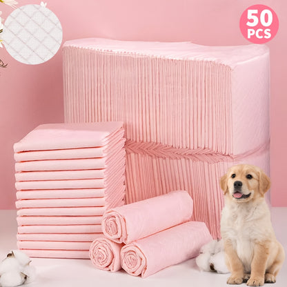 Puppy Training Pads, Enhanced Absorbent Plush Pee Pads Made From Non-Woven Fabric, for Dogs And Cats, Suitable for Large Breeds, 50 pcs, Pink