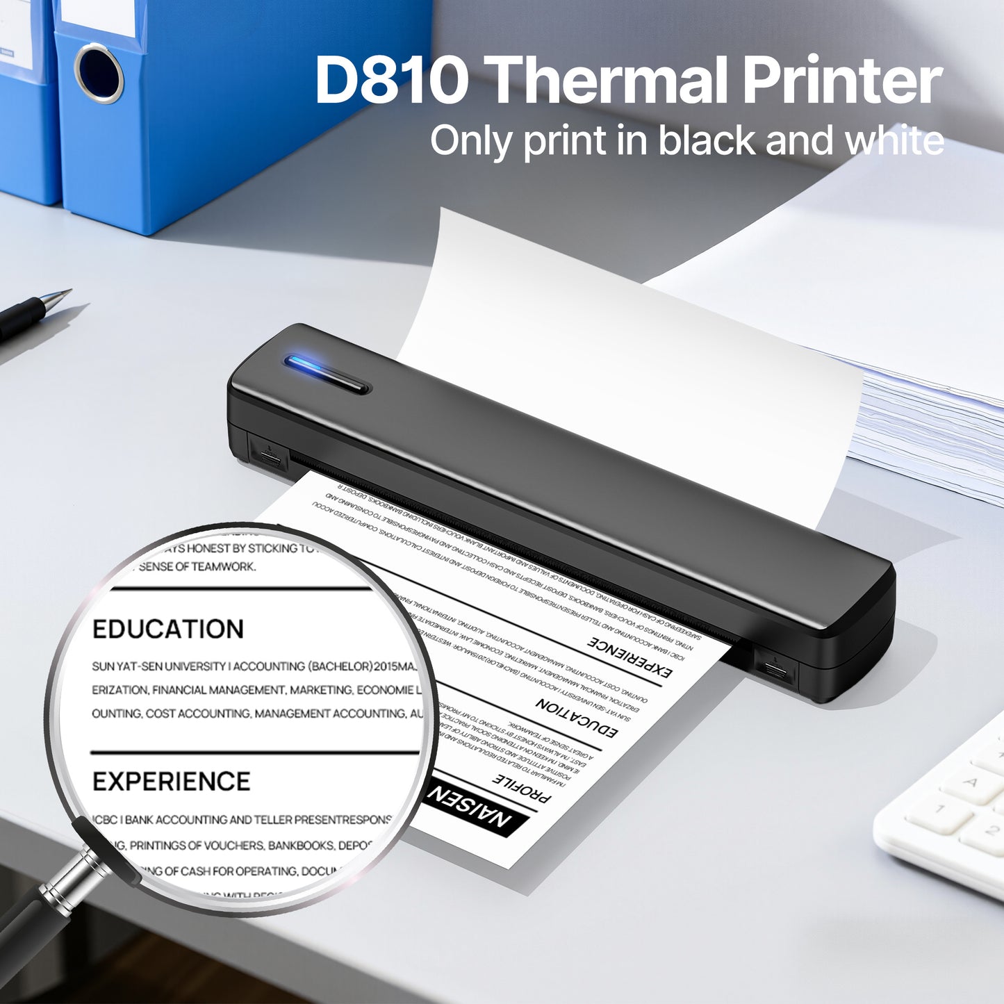 100-Sheet A4 Thermal Paper/200-Sheet A4 Thermal Paper, 8.5*11 Inches, A4-Size Sheet Thermal Paper, Multi-Purpose Thermal Paper Compatible with Portable D810B Thermal Printers for Office Contracts, Resumes, Agreements And Homework