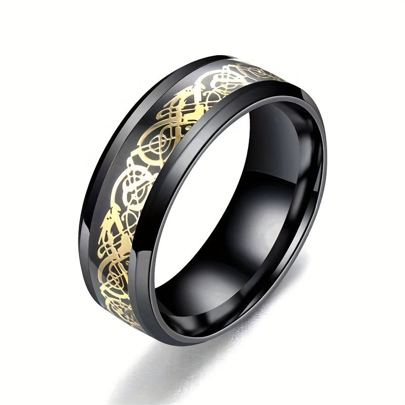6/9pcs Stainless Steel Dragon Pattern Slice Fashion Men's Women's Finger Ring Set