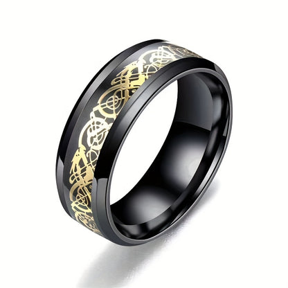 6/9pcs Stainless Steel Dragon Pattern Slice Fashion Men's Women's Finger Ring Set