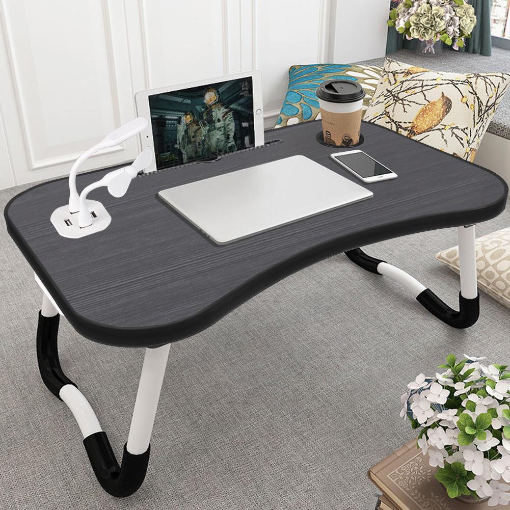 1pc Portable Laptop Desk with Cup Holder & Tablet Slot - Adjustable Bed Tray Table for Work/Eating, Foldable Sofa Desk for Living Room/Bedroom, 23.62×15.75×10.24inch