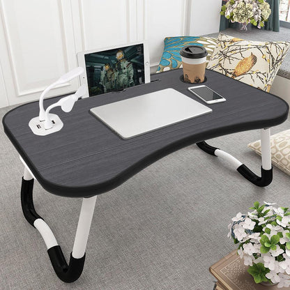 1pc Portable Laptop Desk with Cup Holder & Tablet Slot - Adjustable Bed Tray Table for Work/Eating, Foldable Sofa Desk for Living Room/Bedroom, 23.62×15.75×10.24inch
