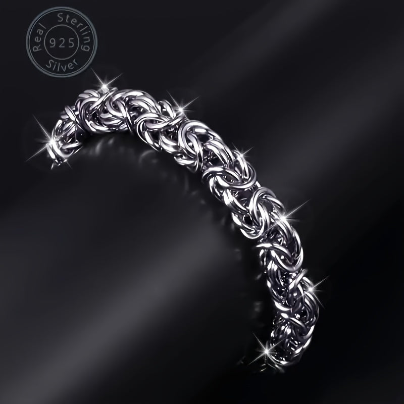 925 Sterling Silver Fashionable Hip Hop Byzantine Bracelet, Handcrafted Solid Cut Braided Bracelet for Both Men And Women - Chic And Long-Lasting Design - Made of Sterling Silver - Ideal Gift for Any Occasion (Includes Gift Box)