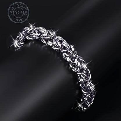 925 Sterling Silver Fashionable Hip Hop Byzantine Bracelet, Handcrafted Solid Cut Braided Bracelet for Both Men And Women - Chic And Long-Lasting Design - Made of Sterling Silver - Ideal Gift for Any Occasion (Includes Gift Box)