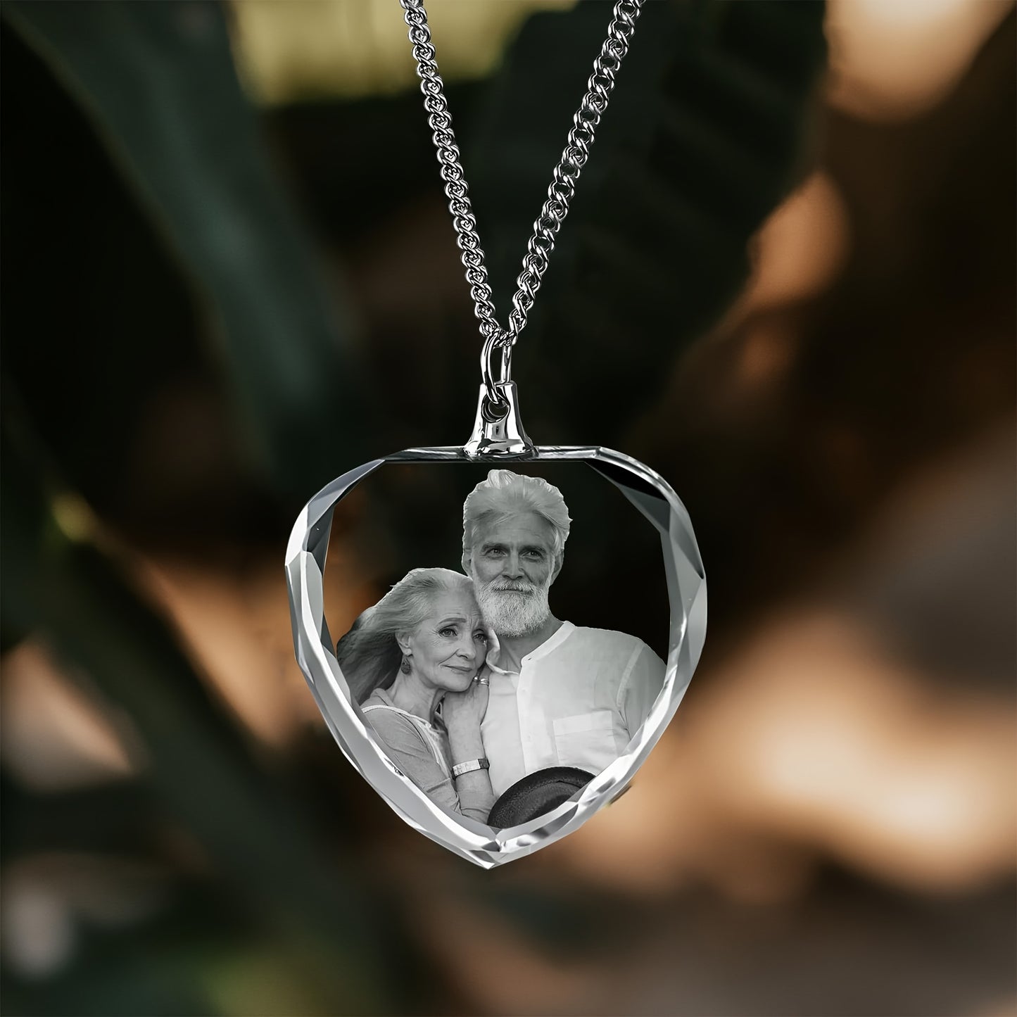 Custom Photo Pendant Necklace - Personalized Image Necklaces with Laser Engraved Picture - Synthetic Stone Fashionable Pendant - Unique Memorial Gift for Family, Love, Thanksgiving, Christmas, Spring Festival