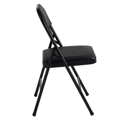 Set of 2 Folding Chairs, Faux Leather Foldable Chairs with Metal Frame and Padded Seat, Easy to Fold and Store for Home, Office, Dining and Reception