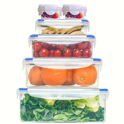 12pcs/24pcs Storage Containers, Available In Five Different Sizes, Made Of Reusable Sealed PP Material With A Buckle Design, Suitable For Storing Fruits, Vegetables, Salads, Pasta, Meats, Bento, Lunches