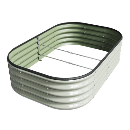 Galvanized Planter Garden Boxes Outdoor, Oval Large Metal Galvanized Raised Garden Bed for Vegetables, 2 Sizes 2 Colours Available