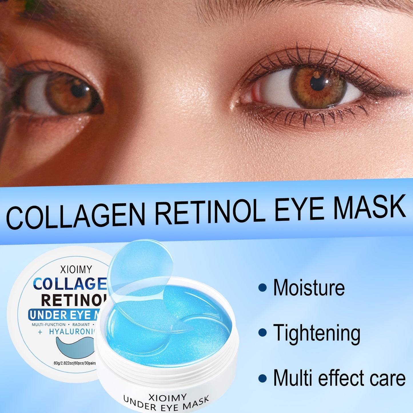60pcs Collagen And Retinol Hydrogel Eye Mask, Powerfully Moisturize, Deeply Hydrate, Firm And Tender Eye Skin, Make Eye Skin Lines Disappear, Eye Skin Care, Eye Mask, Eye Facial Mask