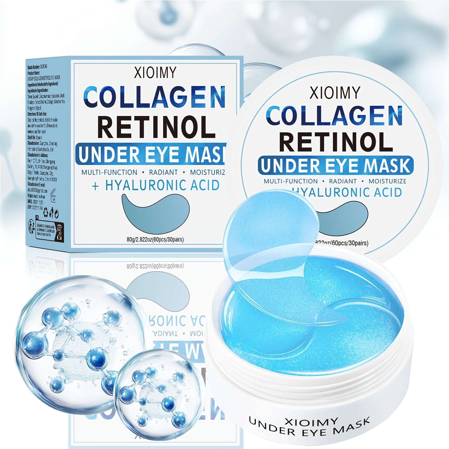 60pcs Collagen And Retinol Hydrogel Eye Mask, Powerfully Moisturize, Deeply Hydrate, Firm And Tender Eye Skin, Make Eye Skin Lines Disappear, Eye Skin Care, Eye Mask, Eye Facial Mask