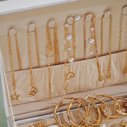 86pcs Fashionable Elegant Necklace, Earrings, Rings, and Studs Jewelry Set for Women & s - Versatile Casual Attire or Holiday Gift, No Box Included