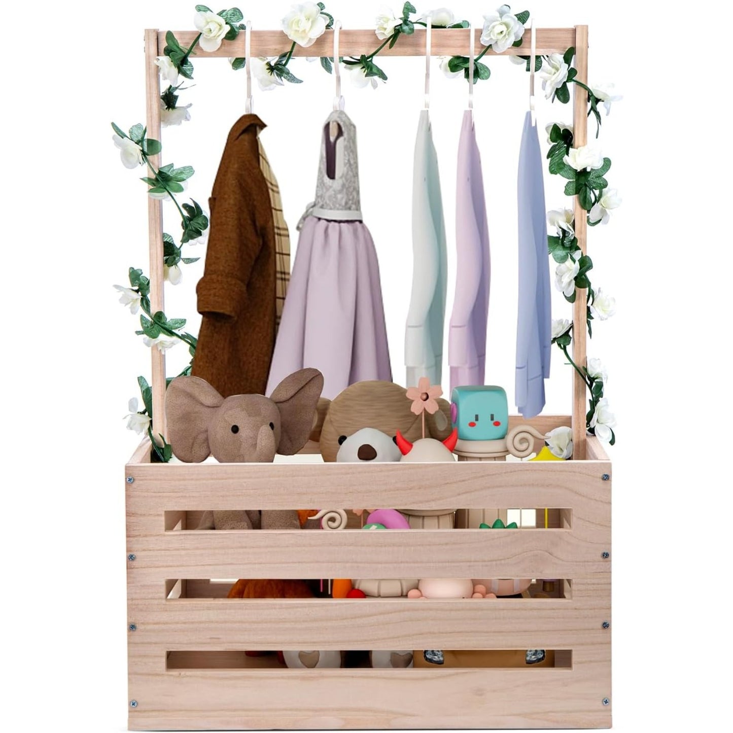 Wooden Baby Shower Basket, Baby Basket with Handle, Baby Shower Gifts, Attractive Closet Baby Clothes Rack for New Born Baby Shower, Pregnancy Gifts for New Parents