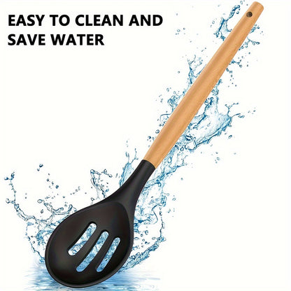 23 pcs Silicone Utensil Set, Kitchen Utensil Set, Safety Cooking Utensils Set, Non-Stick Cooking Utensils Set with Wooden Handle, Washable Modern Cookware, Kitchen Stuff, Kitchen Gadgets, Kitchen Essentials, Cookware Kitchen Set, Ideal for Christmas