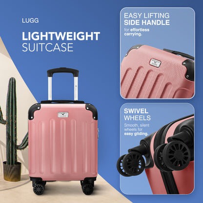 LUGG Skywander 15 Inch (45x34x20cm) Lightweight Underseat Cabin Bag EasyJet Approved Carry-On Suitcase, Durable ABS Hard Shell, Smooth Double Spinner Wheels, Water Resistant & Compact Travel Luggage (45x34x20cm)