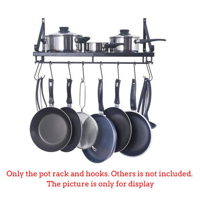 10-Hook Heavy Duty Metal Wall-Mounted Kitchen Organizer, Multifunctional Hanging Rack for Pots, Pans, and Cooking Utensils Storage, Space Saving Design for Small Kitchens