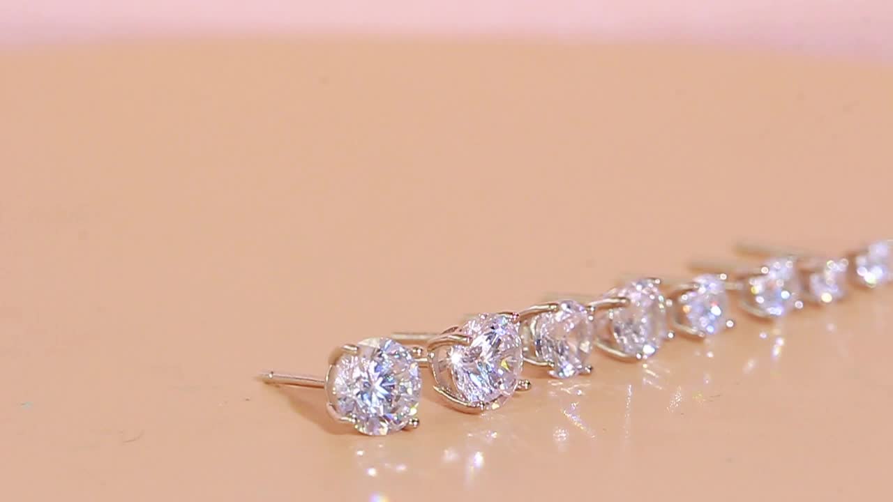 925 Sterling Silvery Synthetic Zirconia Stud Earrings Round 0.1-0.8Ct White 3/4/5/6mm Daily Wear Trendy for Women Accessories Female Gift
