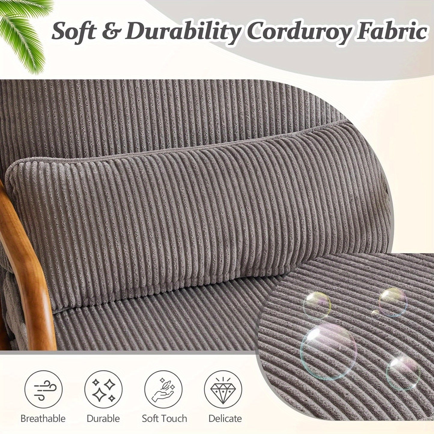 Mid-Century Modern Cloud Accent Armchair with Lumbar Pillow, 16Cm Thick Seat Cushion Cozy Lounge Chair, Wooden Armrests for Bedroom, Living Room, Reading Room