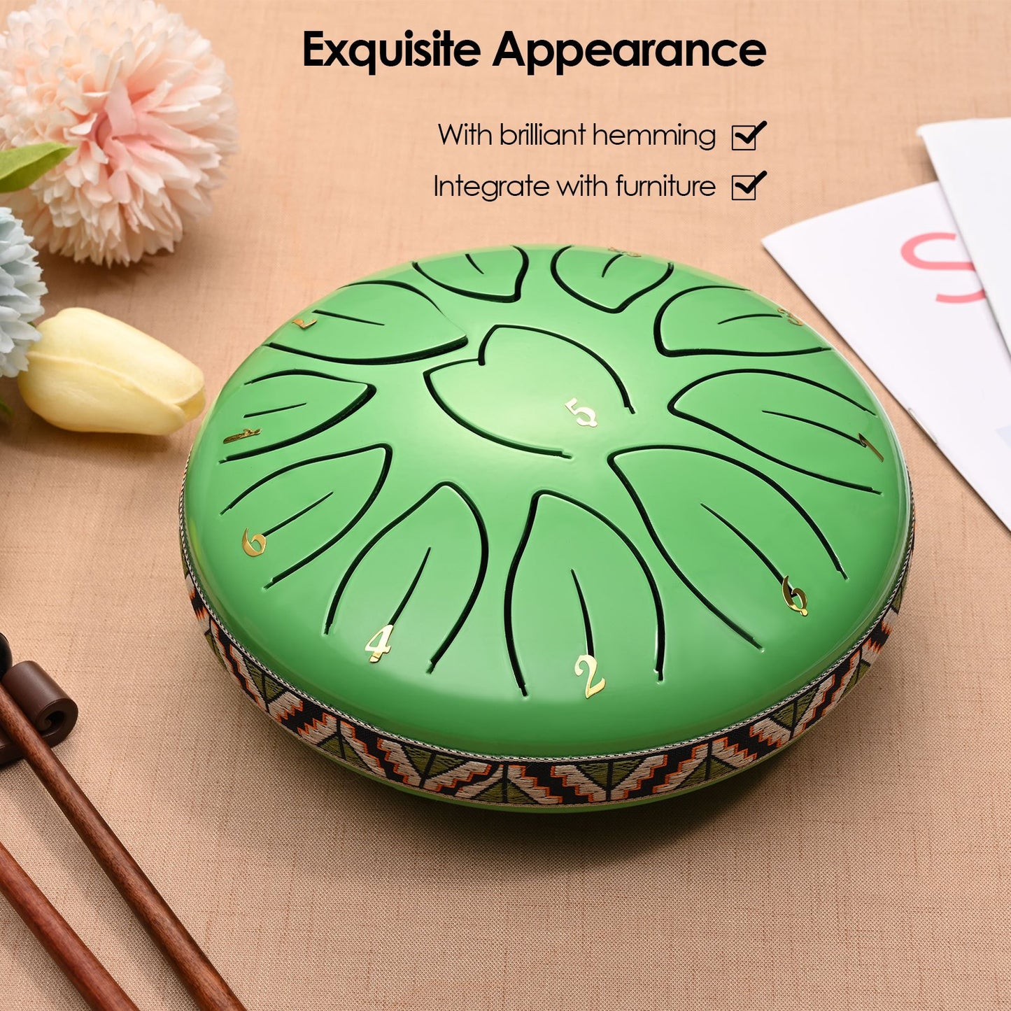 Steel Tongue Drum, 6 Inch 11 Tone Hand Pan Drum, Beginner Percussion Instrument with Carry Bag, Fingerpick, and Mallets for Meditation Yoga Sound Healing