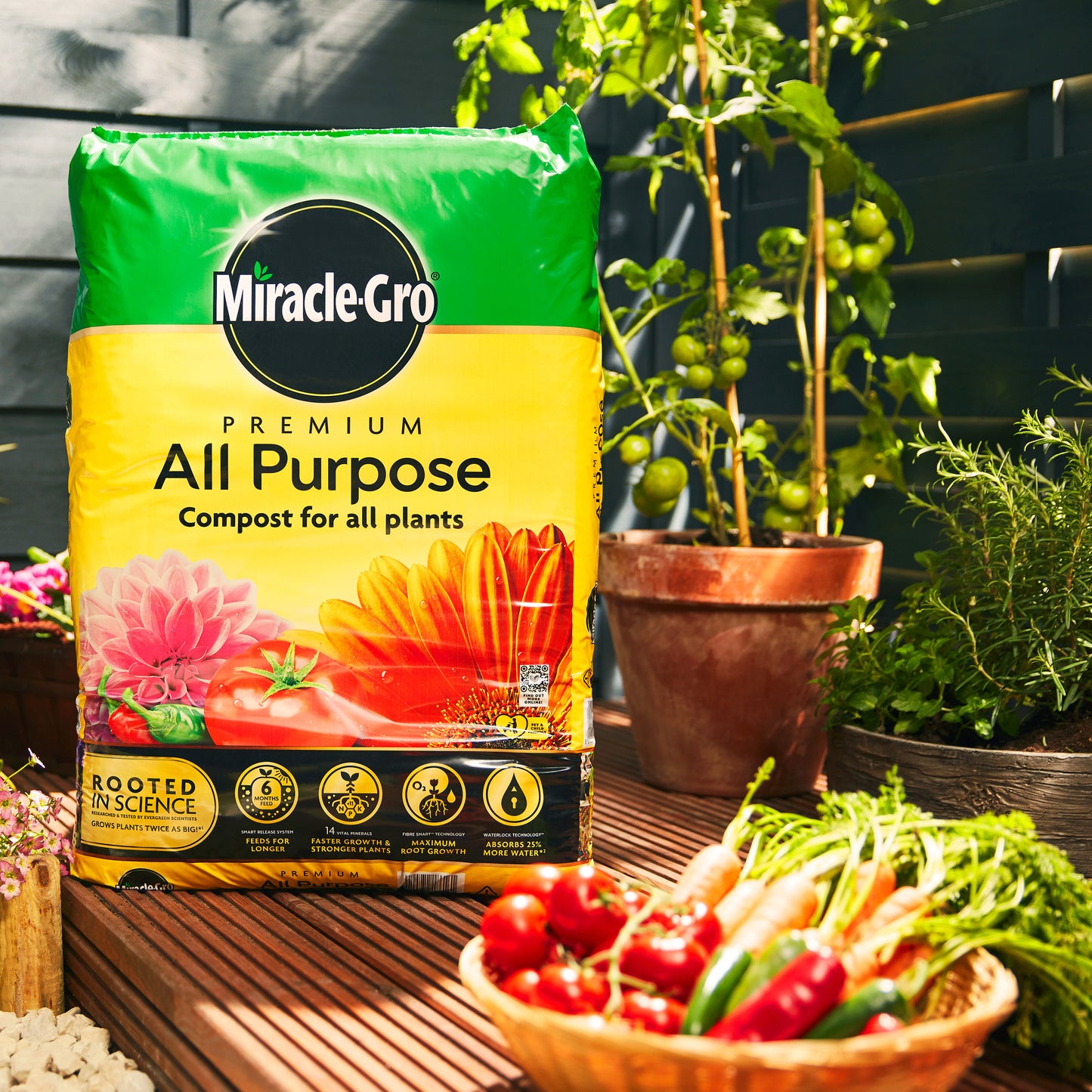 Miracle-Gro All Purpose Premium Compost 20L Nutrient Enriched Soil for Garden Flower All Plants Maximum Root Growth Multi-Purpose