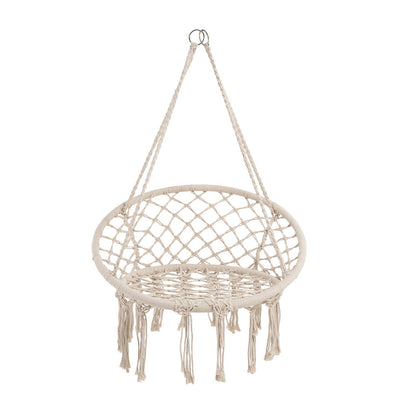 Balcony Rocking Chair, Courtyard Woven Hanging Basket, Hanging Cotton Rope Iron Ring Hanging Chair, Suitable for Indoor, Outdoor, Home, Balcony, Courtyard, Garden, Maximum Load Capacity: 200kg, Material: Iron Ring, Cotton Rope (No Include Cushion)