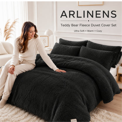 Duvet Cover Teddy Bear Fleece with Pillowcases in Single Double King Super King