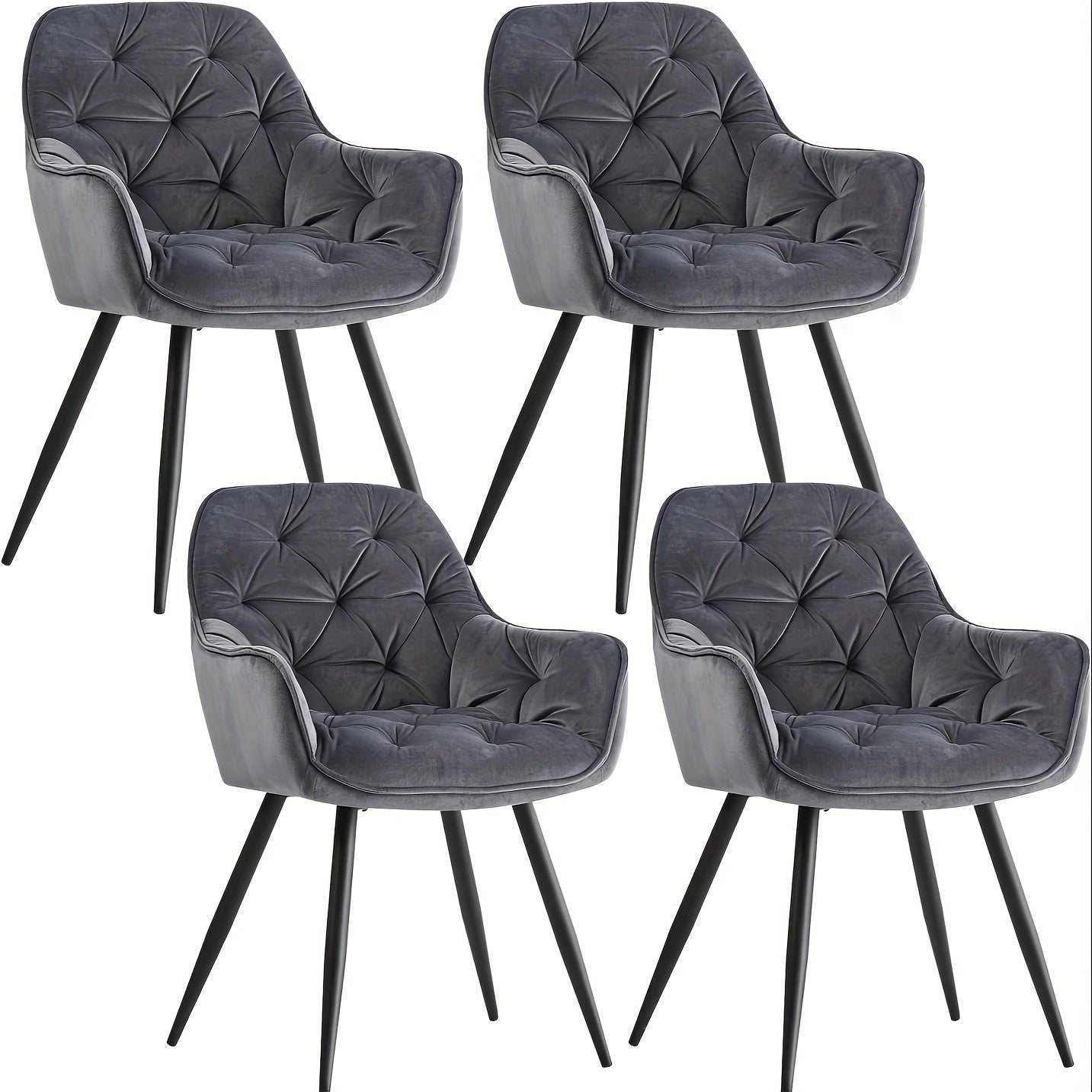 Velvet Dining Chairs with Armrests – Upholstered High-Density Foam Seat, 83cm Tall, 1pc, 2pcs or 4pcs Set for Kitchen, Living Room, Bedroom & Lounge, 7 Colours
