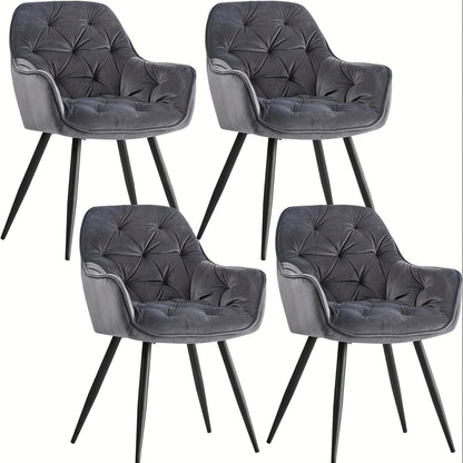Velvet Dining Chairs with Armrests – Upholstered High-Density Foam Seat, 83cm Tall, 1pc, 2pcs or 4pcs Set for Kitchen, Living Room, Bedroom & Lounge, 7 Colours