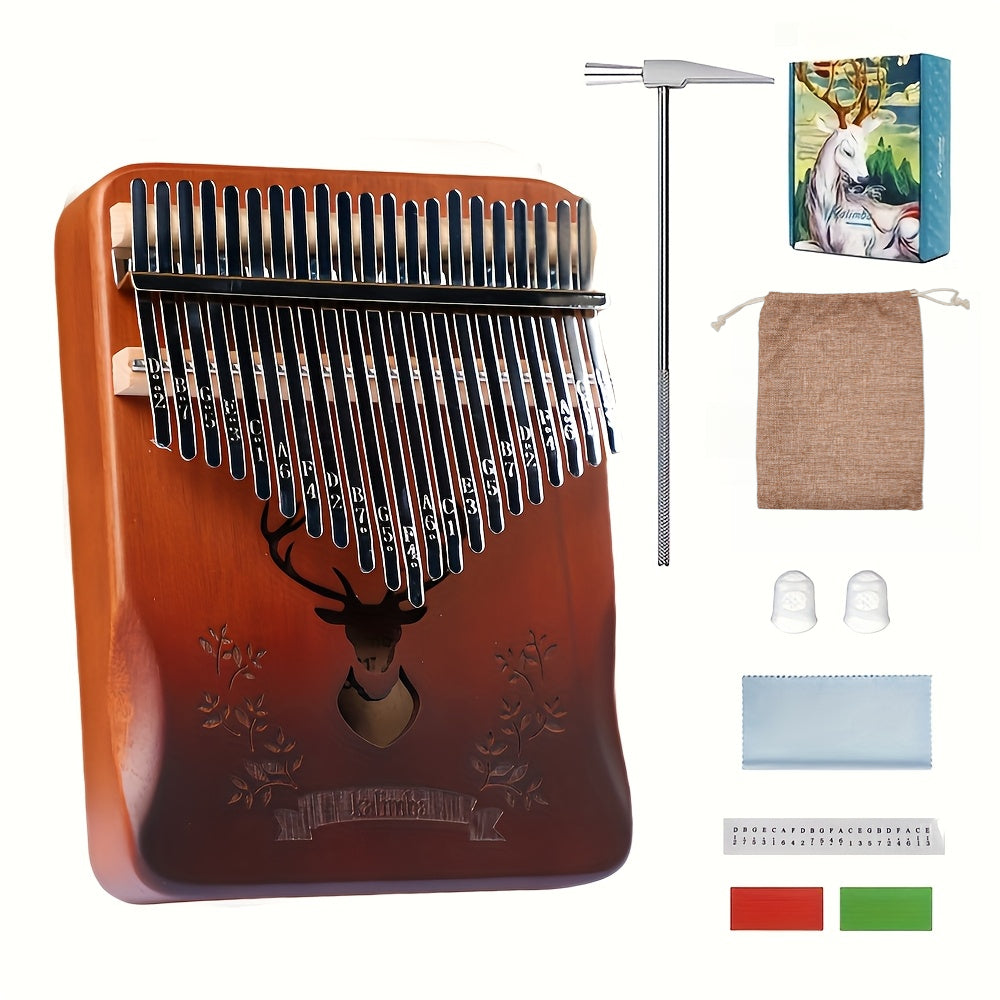 21 Keys Thumb Piano Kalimba set with Tuning Hammer & Accessories - Elegant Acoustic Musical Instrument for Beginners, Includes Storage Bag, Durable Wooden Construction, Perfect Holiday Gift, Musical Instruments