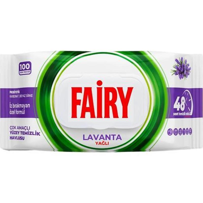 Fairy Multi Surface Power Cleaning Lavender Wipes 100 Wipes | Kitchen & Bathroom Cleaning Wipes