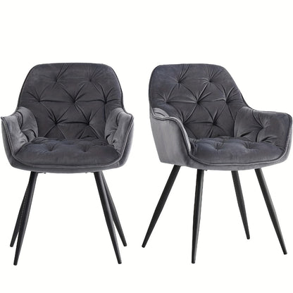 Velvet Padded Dining Chair with Metal Legs & Armrest - Upholstered Tub Chair for Kitchen, Living Room, Bedroom & Office, 15 Colours, UK Stock