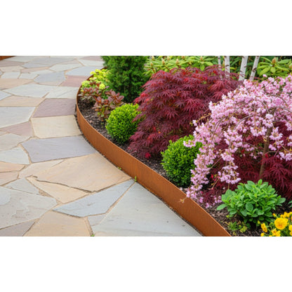 Heavy Duty Corten Steel Lawn Edging 10m and 5m, 15cm High, 0.3mm Thick Pre-Aged Metal Garden Border, Strong & Flexible Landscape Edging, Gloves Included (15cm x 5m)