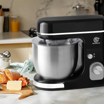 SUPERLEX 3-in-1 Stand Mixer 5L with 8 Speeds, Kitchen Machine with Pulse with Dough Hook, Whisk, Eggbeater Attachment for Baking Cake Bread 1300W