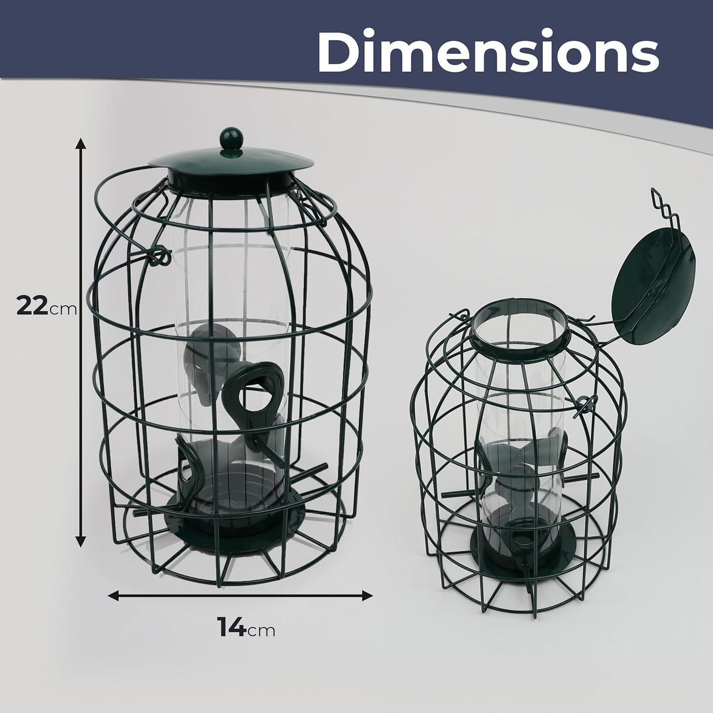 Large Heavy Duty Squirrel Proof Bird Feeder For Wild Seed Feed Mix Outdoor Garden Use - With Strong Metal Cage To Deter Squirrels & Large Birds (Caged Feeder)