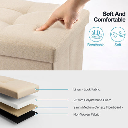 Stylish Folding Ottoman Bench - Multi-Use Storage with Lid, Great for Shoes and Accessories