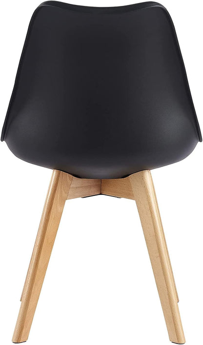 mcc direct Set of 2 Dining Chairs Wooden Legs Soft Cushion Pad Stylish DELUXE Retro Lounge Dining Office EVA