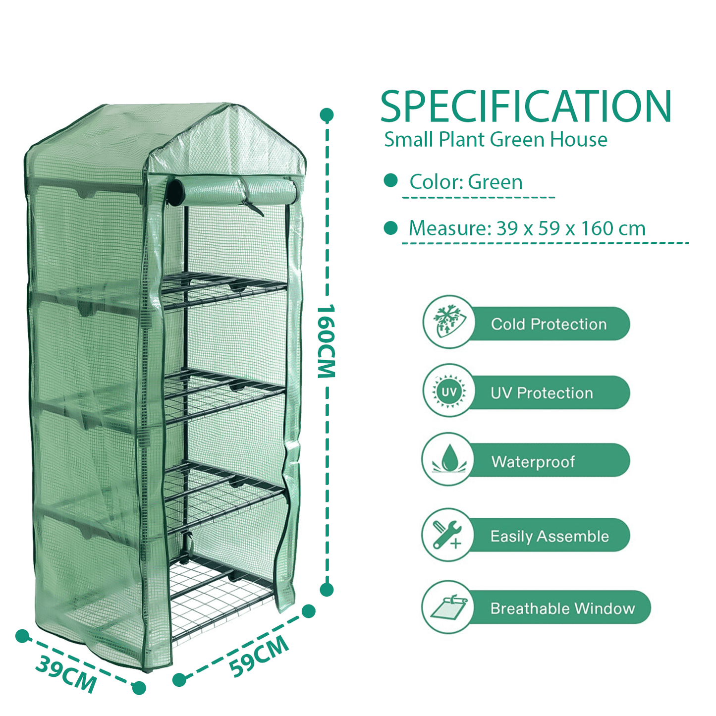 4 Tier Greenhouse, Small Plant Greenhouses,With Transparent Plastic PVC Cover, Indoor outdoor tent garden greenhouse