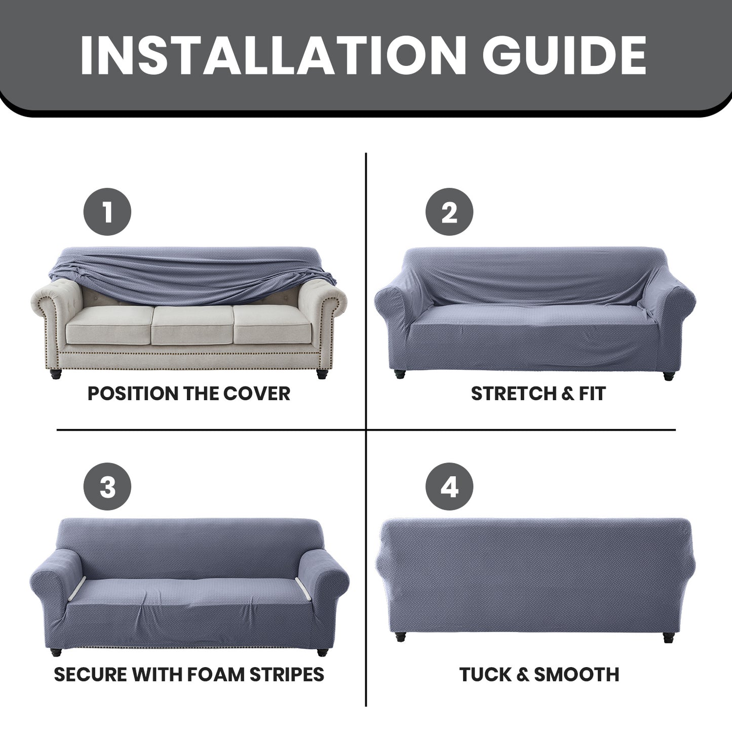 1pc Stretchable Spandex Elastic Sofa Cover – 1, 2, 3 Seater Polyester Spandex Furniture Protector, Anti-Slip Grip & Pet-Friendly, Machine Washable, Perfect for Living Room & Home Decoration