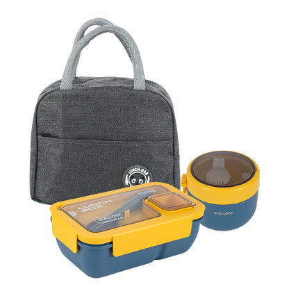 Bento box lunch set, leak proof meal preparation container, with insulated lunch bag and utensils, portable school office picnic travel lunch box