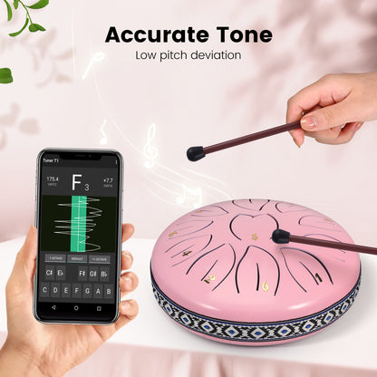 Steel Tongue Drum 11 Note 6 Inches D-Key Rain Drums for Garden,Handpan Drums with Music Book, Mallets and Carry Bag,Percussion Instrument Gift for Meditation Musical Education Mind Healing