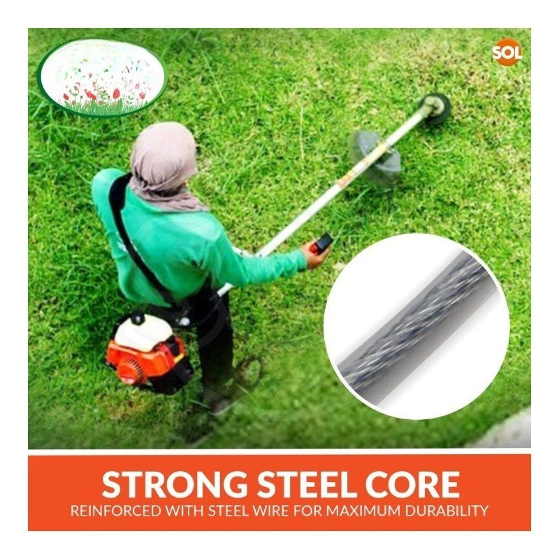 41m Universal Steel Strimmer Wire 3mm | Nylon Steel Trimmer Line Heavy Duty | Grass & Weed Trimmer Wire | Garden Brush Cutter Replacement Line