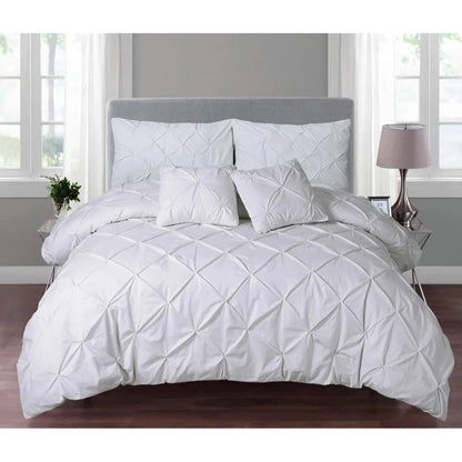 PINTUCK PLEATED ALFORD EGYPTION COTTON MIX DUVET COVER WITH PILLOW CASEA ALL SIZES SINGLE DOUBLE KING SUPER KING